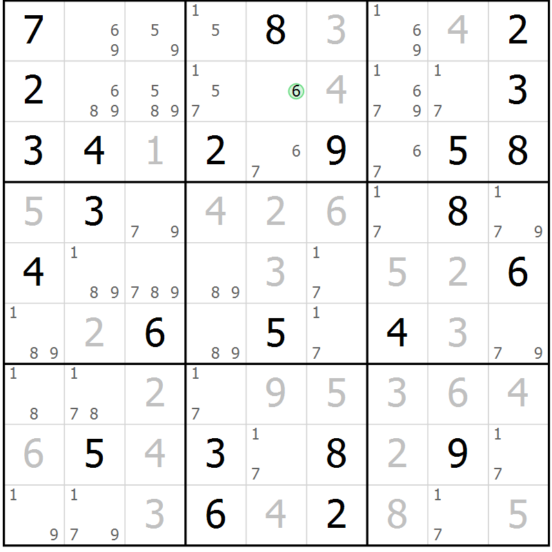 Position des candidats pour la solution de la Gr 25 page 28 du magazine de sudoku Virtuose n° 124