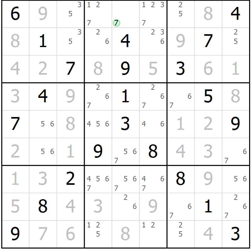 Position des candidats pour la solution de la Gr 26 page 29 du magazine de sudoku Virtuose n° 124