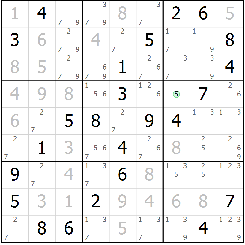 Position des candidats pour la solution de la Gr 28 page 31 du magazine de sudoku Virtuose n° 124