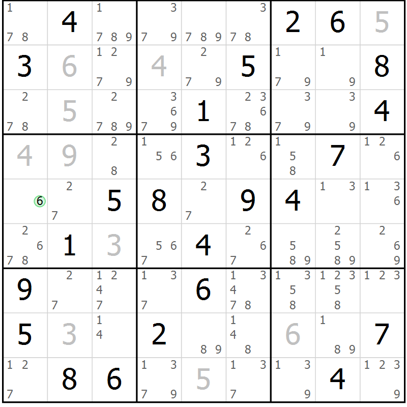 Position des candidats pour la solution de la Gr 28 page 31 du magazine de sudoku Virtuose n° 124