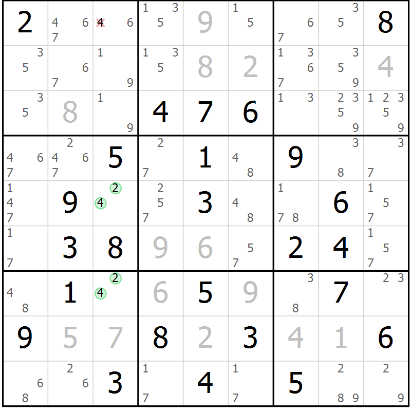 Position des candidats pour la solution de la Gr 30 page 33 du magazine de sudoku Virtuose n° 124