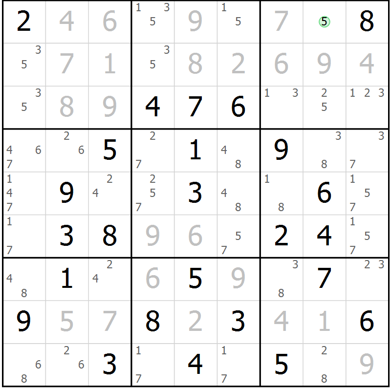 Position des candidats pour la solution de la Gr 30 page 33 du magazine de sudoku Virtuose n° 124