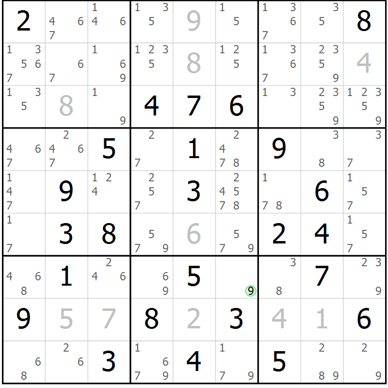 Position des candidats pour la solution de la Gr 30 page 33 du magazine de sudoku Virtuose n° 124