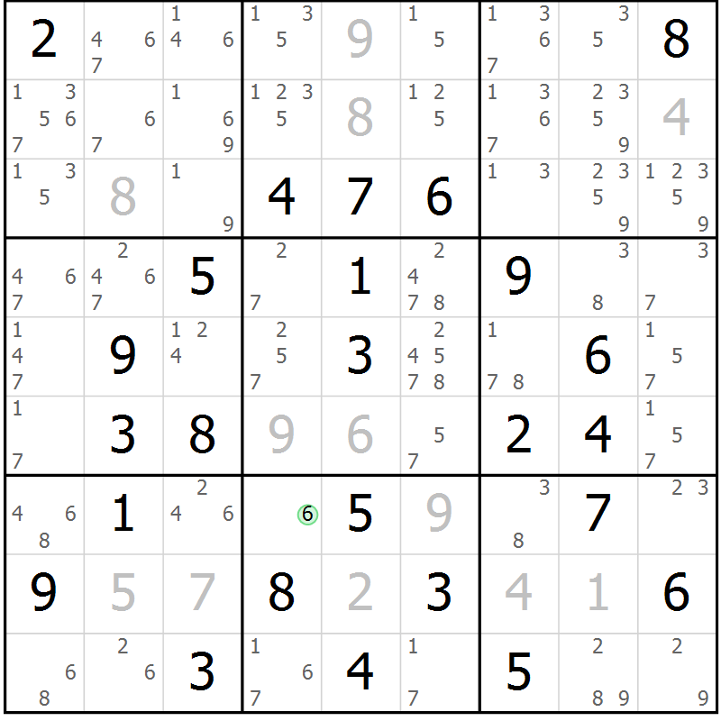 Position des candidats pour la solution de la Gr 30 page 33 du magazine de sudoku Virtuose n° 124