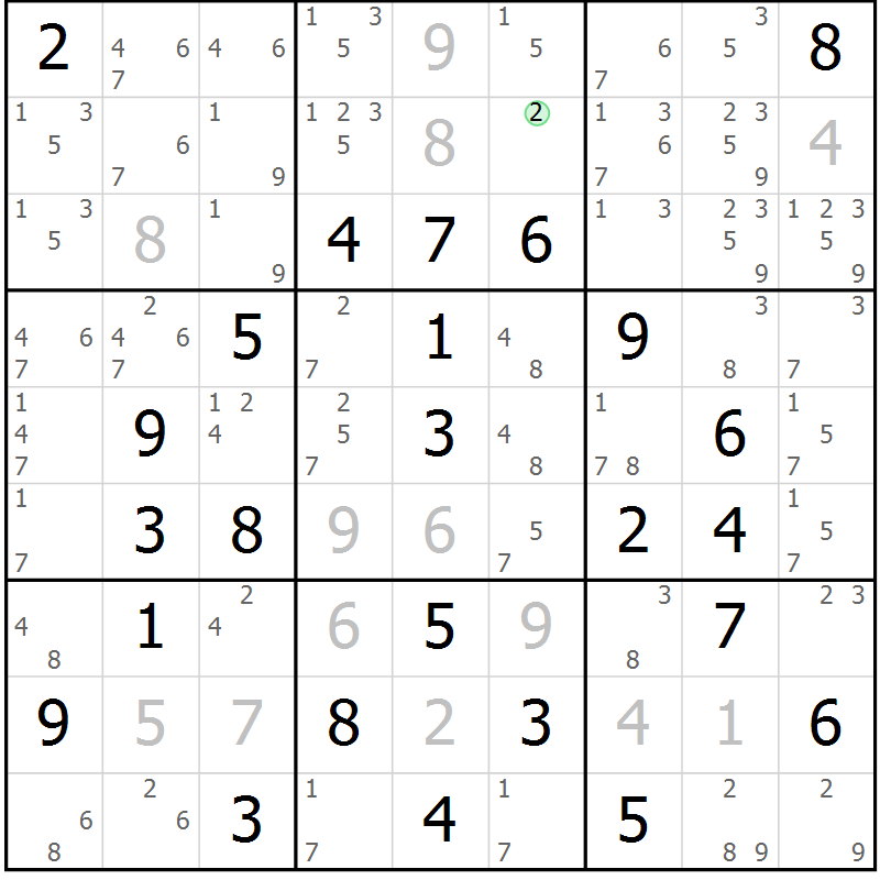 Position des candidats pour la solution de la Gr 30 page 33 du magazine de sudoku Virtuose n° 124
