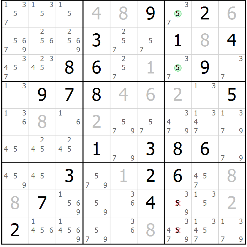Position des candidats pour la solution de la Gr 31 page 34 du magazine de sudoku Virtuose n° 124
