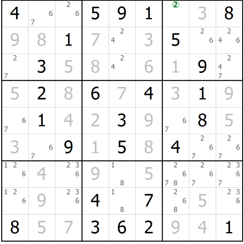 Position des candidats pour la solution de la Gr 32 page 35 du magazine de sudoku Virtuose n° 124
