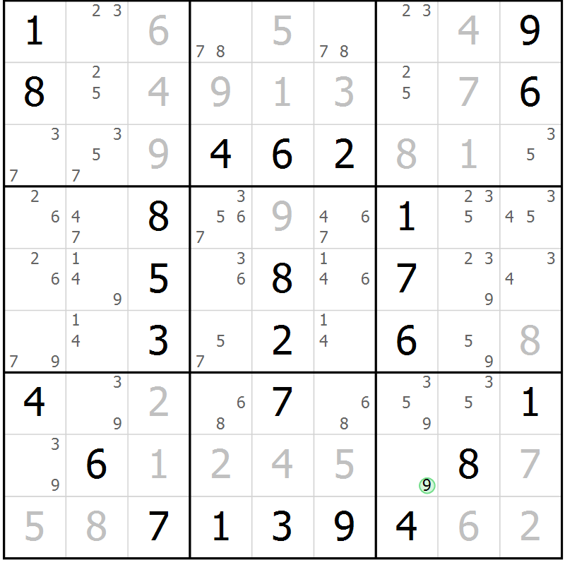 Position des candidats pour la solution de la Gr 33 page 36 du magazine de sudoku Virtuose n° 124