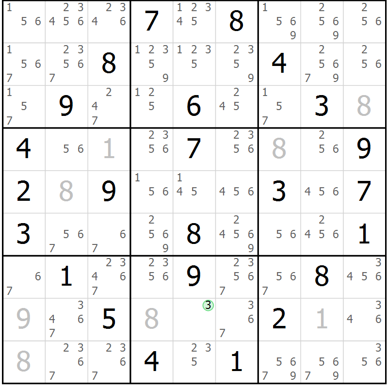 Position des candidats pour la solution de la Gr 34 page 37 du magazine de sudoku Virtuose n° 124