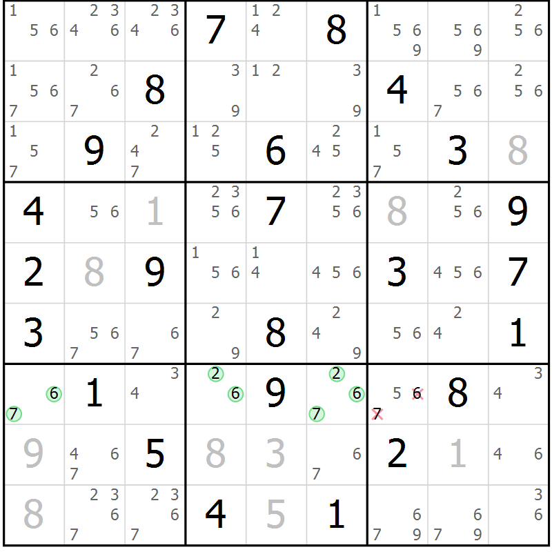 Position des candidats pour la solution de la Gr 34 page 37 du magazine de sudoku Virtuose n° 124