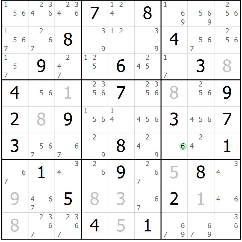 Position des candidats pour la solution de la Gr 34 page 37 du magazine de sudoku Virtuose n° 124