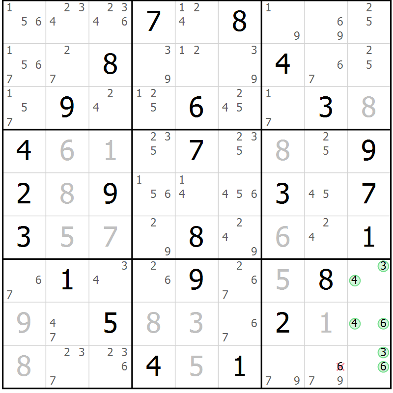 Position des candidats pour la solution de la Gr 34 page 37 du magazine de sudoku Virtuose n° 124
