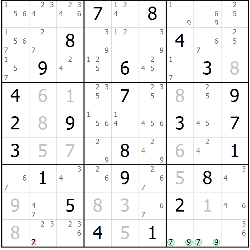Position des candidats pour la solution de la Gr 34 page 37 du magazine de sudoku Virtuose n° 124