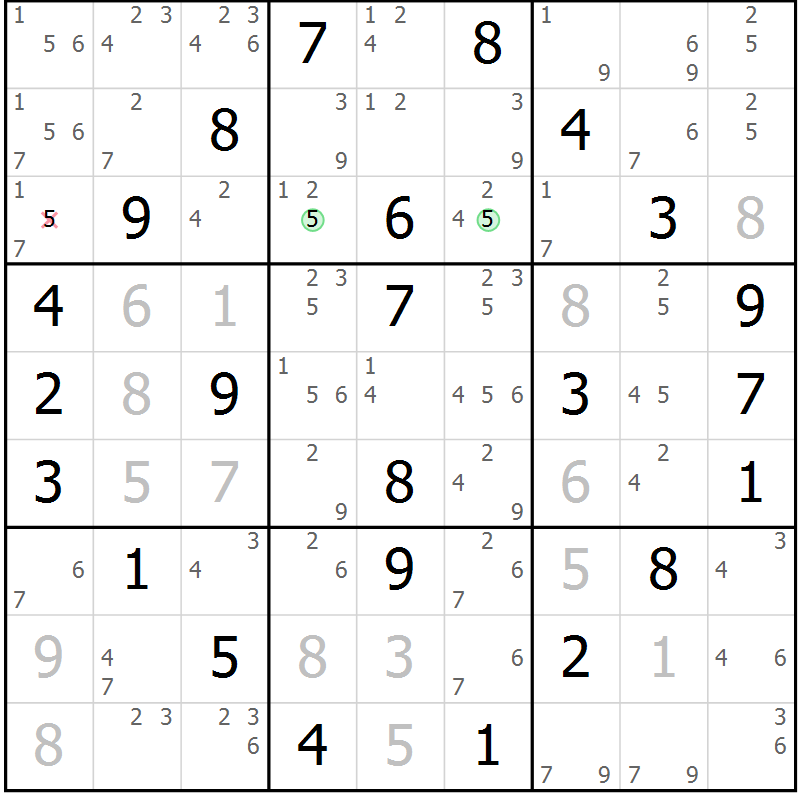 Position des candidats pour la solution de la Gr 34 page 37 du magazine de sudoku Virtuose n° 124