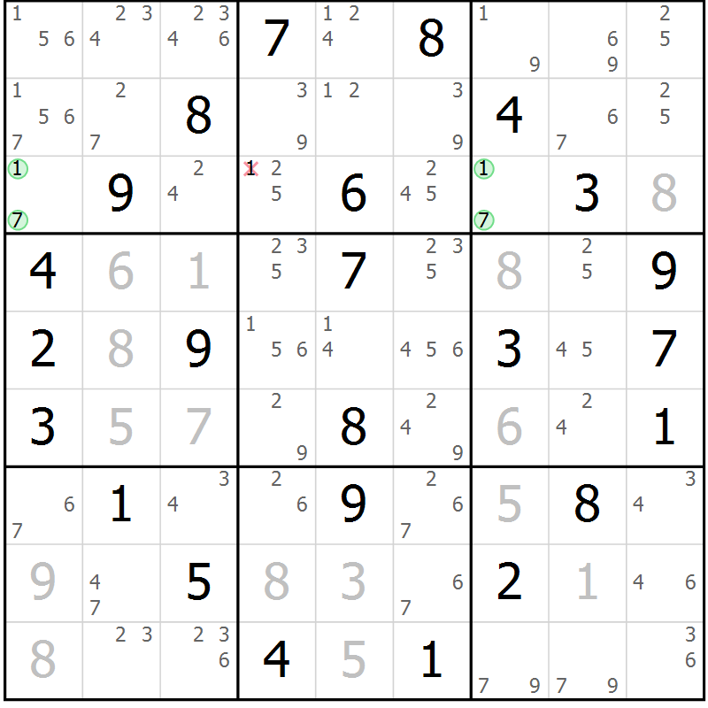 Position des candidats pour la solution de la Gr 34 page 37 du magazine de sudoku Virtuose n° 124