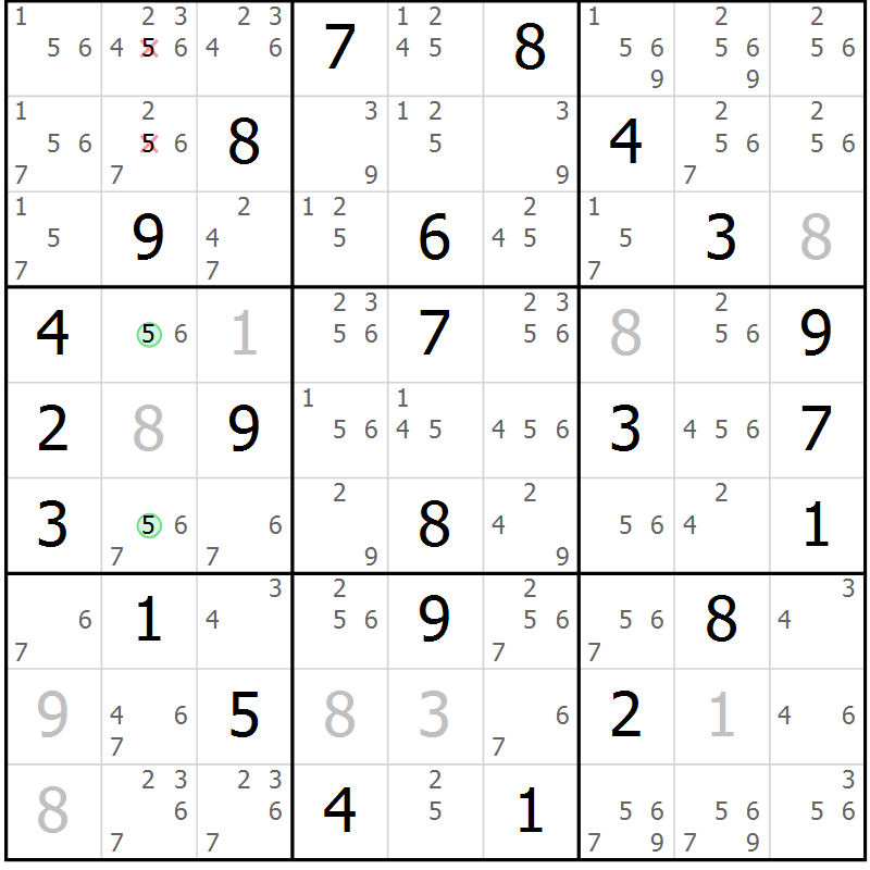 Position des candidats pour la solution de la Gr 34 page 37 du magazine de sudoku Virtuose n° 124