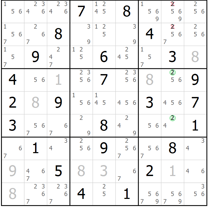 Position des candidats pour la solution de la Gr 34 page 37 du magazine de sudoku Virtuose n° 124