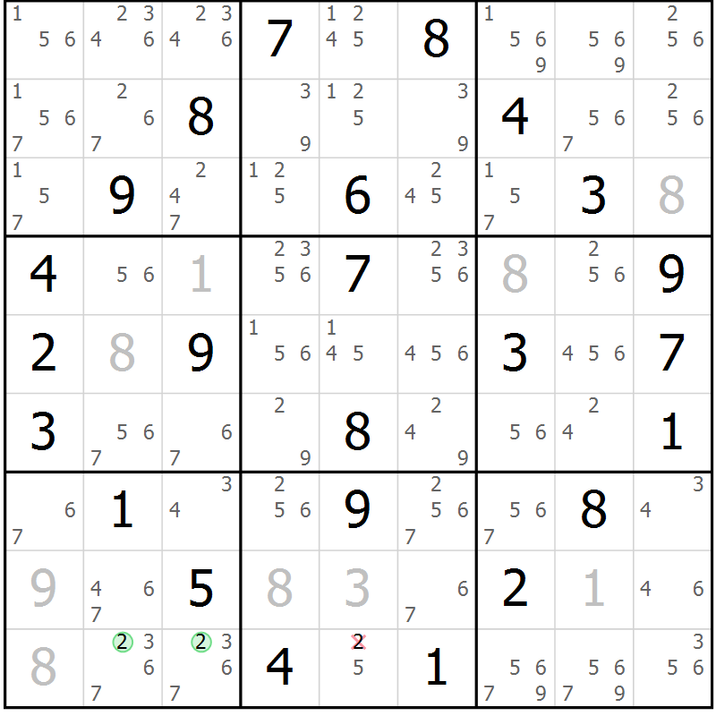 Position des candidats pour la solution de la Gr 34 page 37 du magazine de sudoku Virtuose n° 124