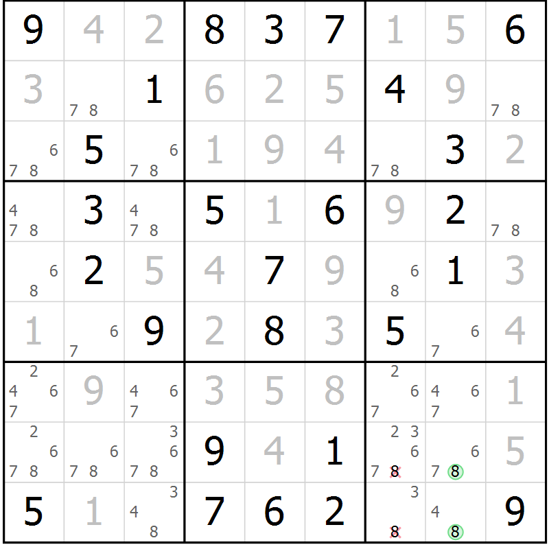 Position des candidats pour la solution de la Gr 36 page 39 du magazine de sudoku Virtuose n° 124