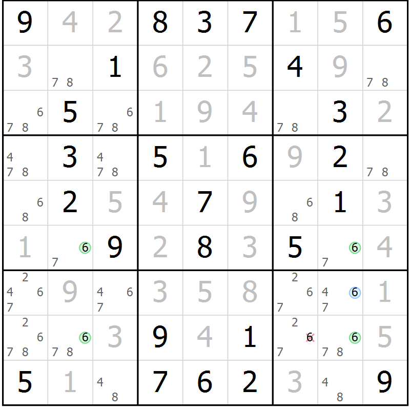 Position des candidats pour la solution de la Gr 36 page 39 du magazine de sudoku Virtuose n° 124