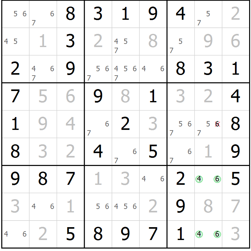 Position des candidats pour la solution de la Gr 37 page 40 du magazine de sudoku Virtuose n° 124