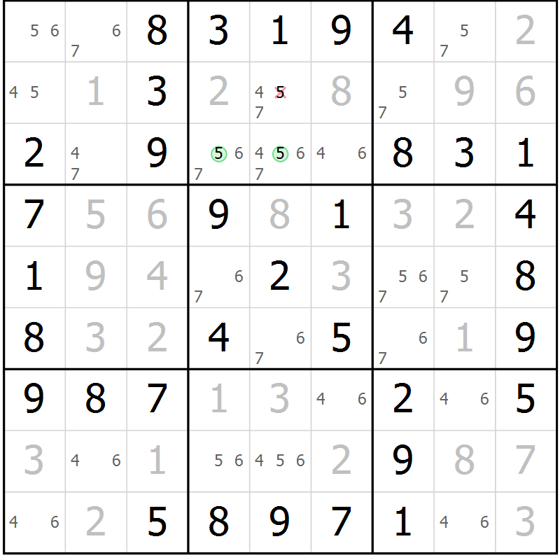 Position des candidats pour la solution de la Gr 37 page 40 du magazine de sudoku Virtuose n° 124
