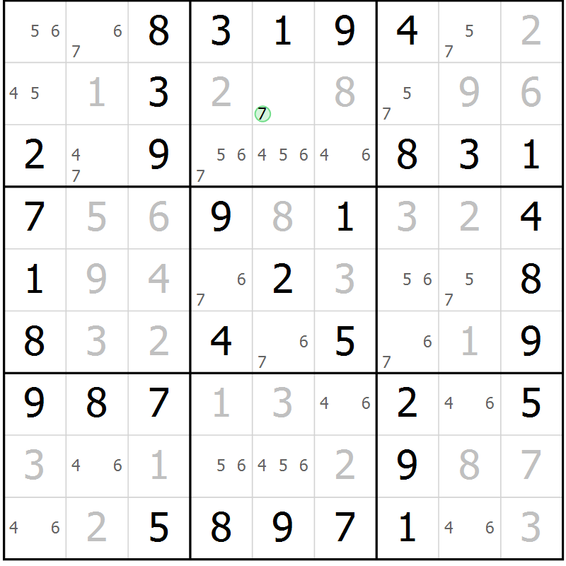 Position des candidats pour la solution de la Gr 37 page 40 du magazine de sudoku Virtuose n° 124