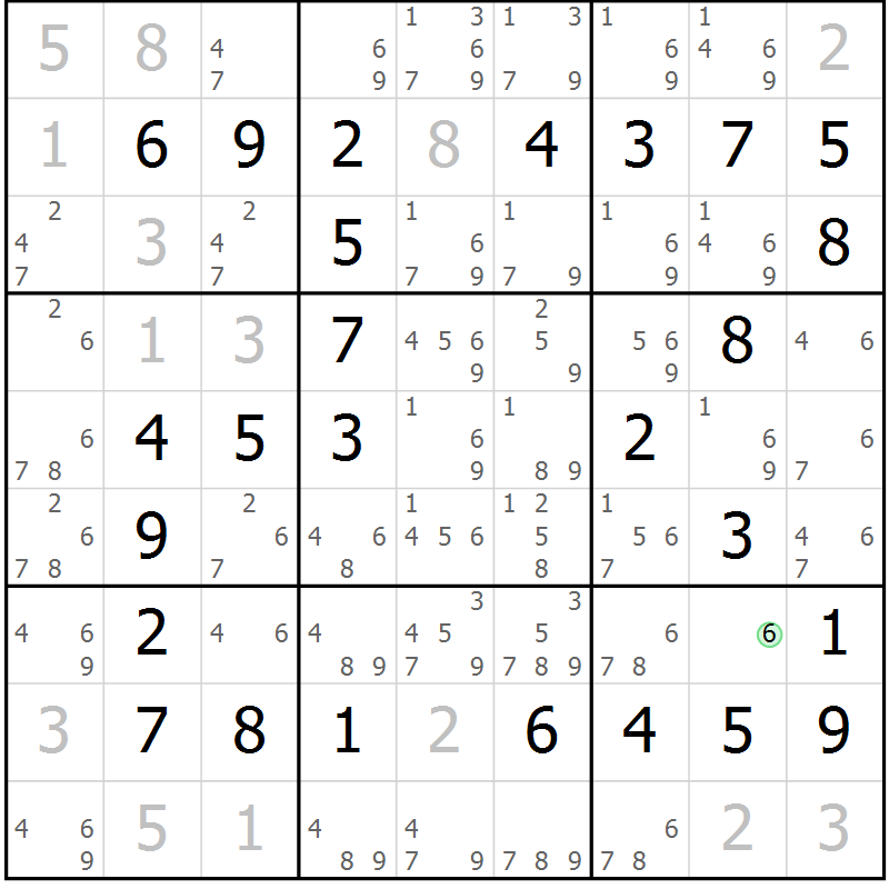 Position des candidats pour la solution de la Gr 38 page 41 du magazine de sudoku Virtuose n° 124