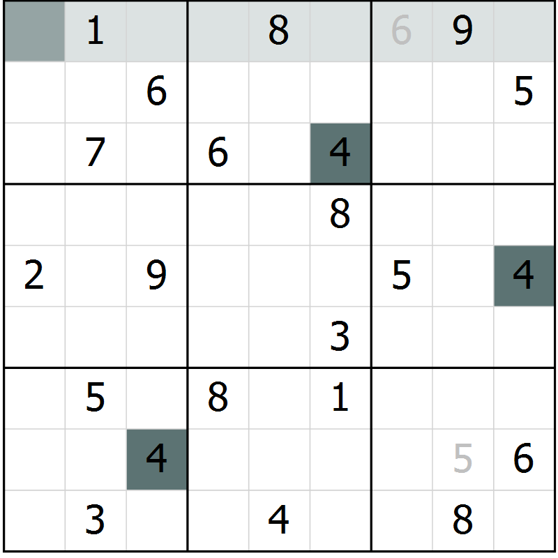 Position des candidats pour la solution de la Gr 4 page 7 du magazine de sudoku Virtuose n° 124