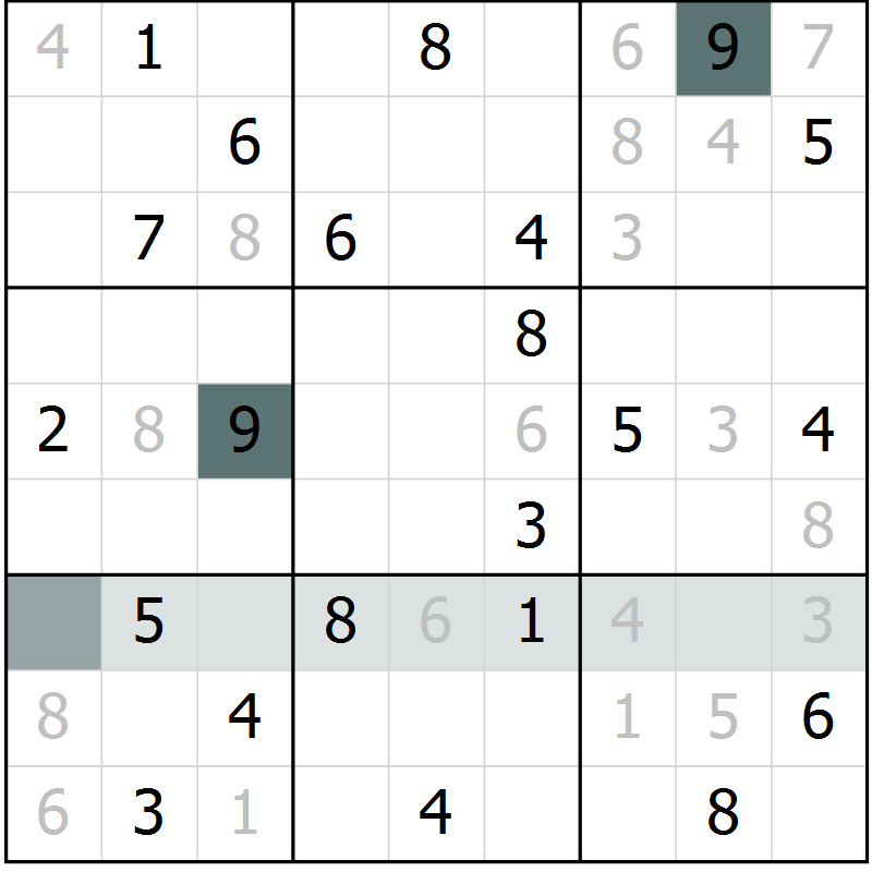 Position des candidats pour la solution de la Gr 4 page 7 du magazine de sudoku Virtuose n° 124