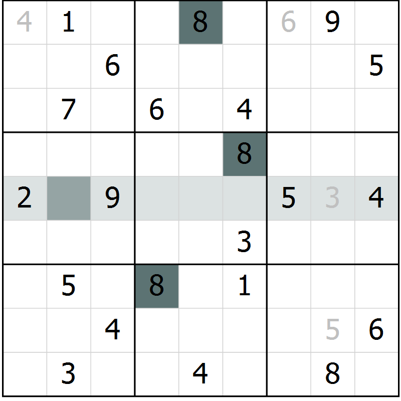 Position des candidats pour la solution de la Gr 4 page 7 du magazine de sudoku Virtuose n° 124