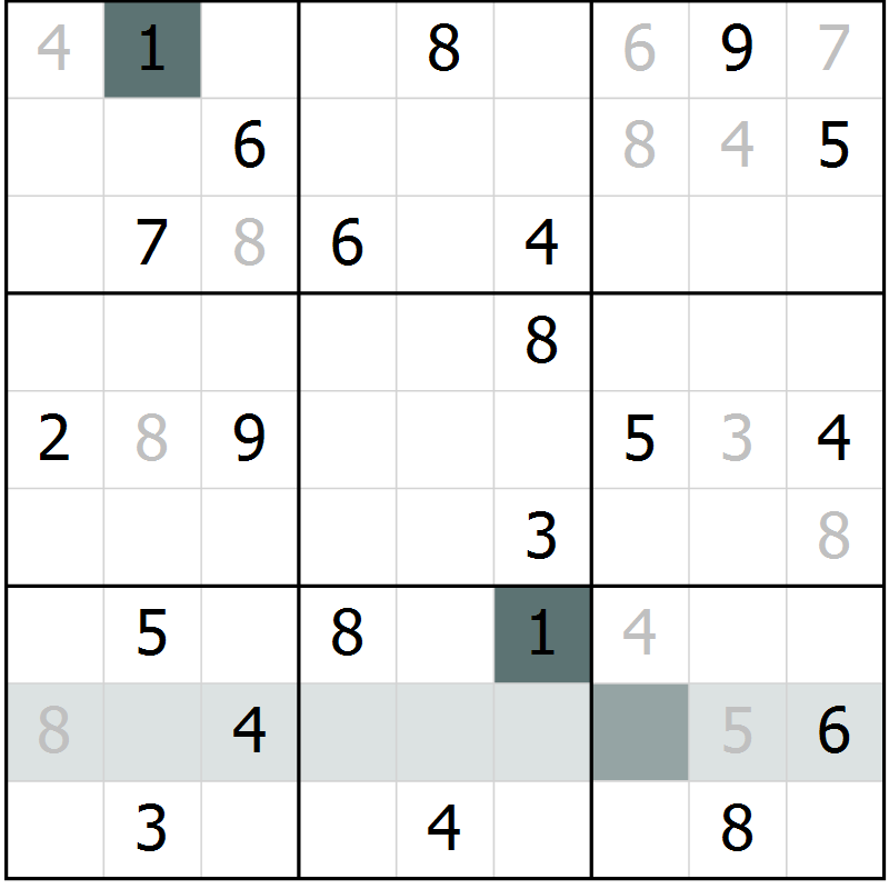 Position des candidats pour la solution de la Gr 4 page 7 du magazine de sudoku Virtuose n° 124