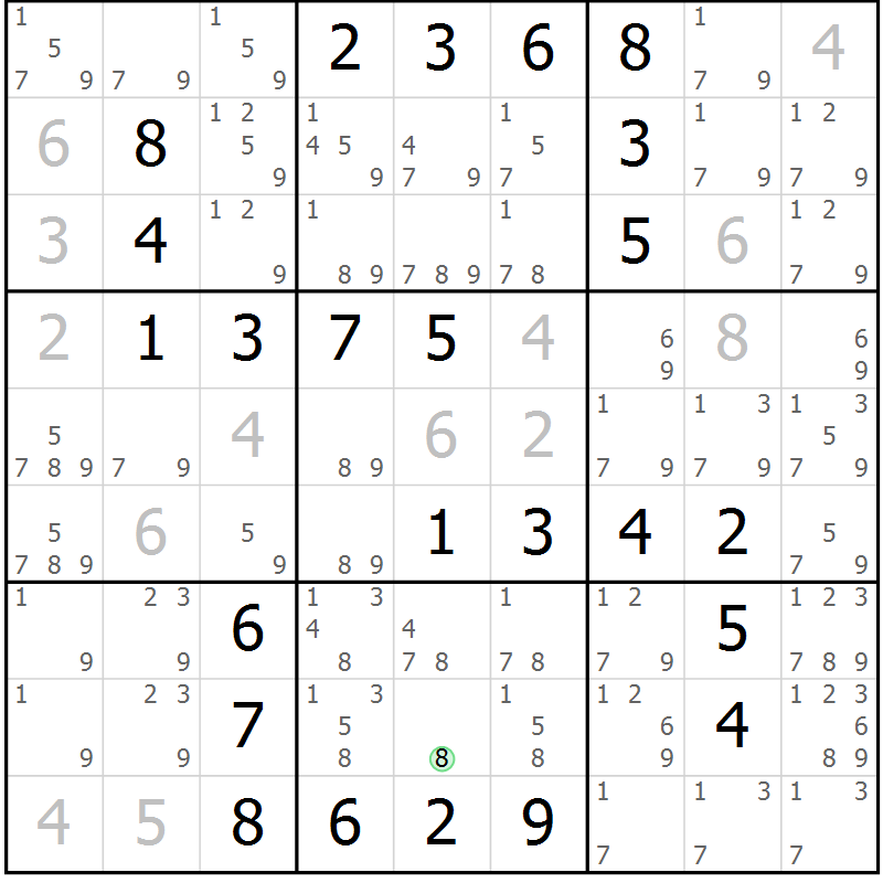 Position des candidats pour la solution de la Gr 41 page 44 du magazine de sudoku Virtuose n° 124
