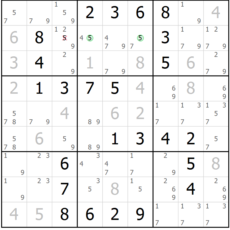 Position des candidats pour la solution de la Gr 41 page 44 du magazine de sudoku Virtuose n° 124