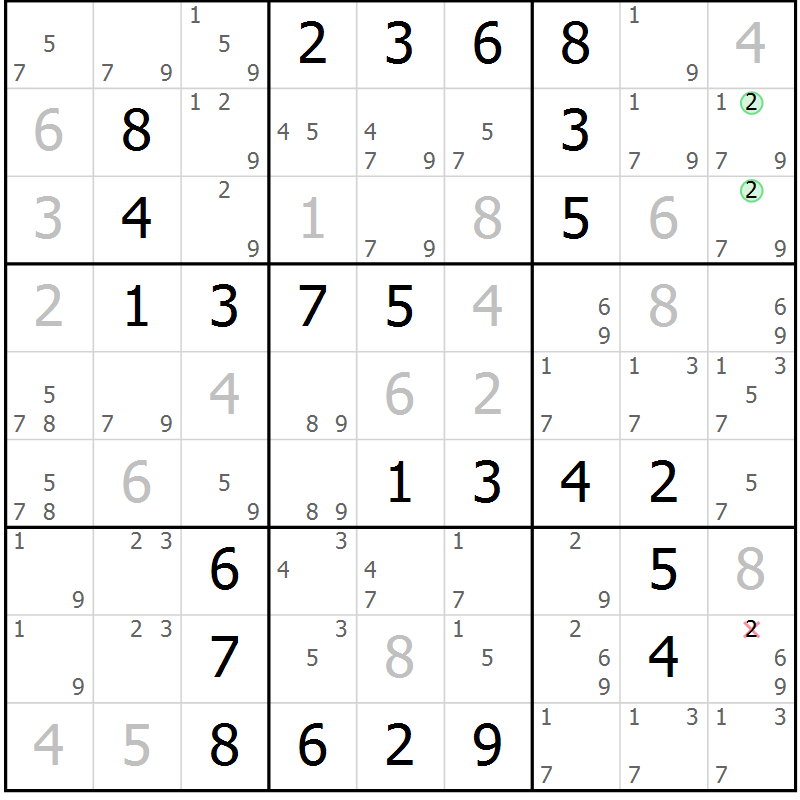 Position des candidats pour la solution de la Gr 41 page 44 du magazine de sudoku Virtuose n° 124