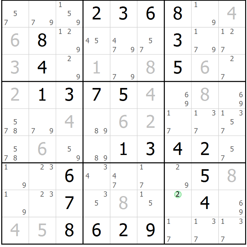 Position des candidats pour la solution de la Gr 41 page 44 du magazine de sudoku Virtuose n° 124