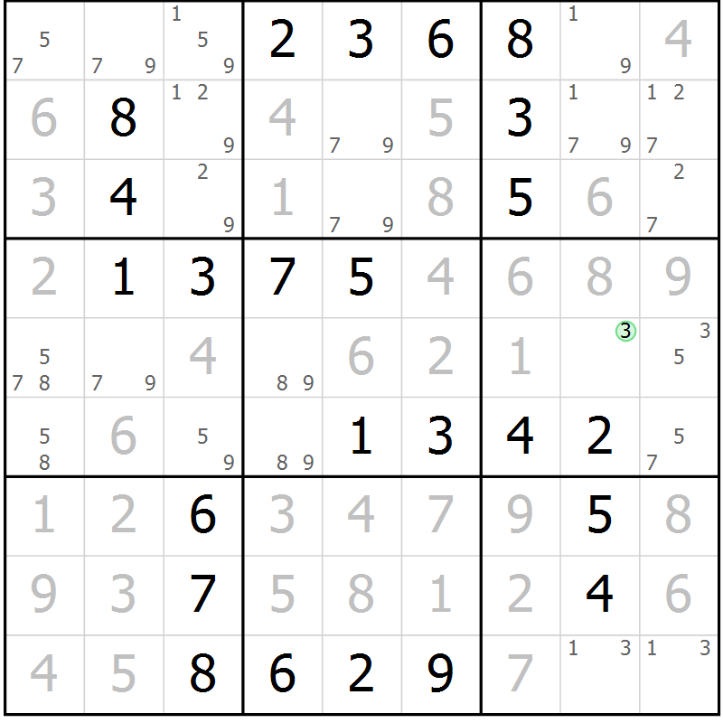 Position des candidats pour la solution de la Gr 41 page 44 du magazine de sudoku Virtuose n° 124