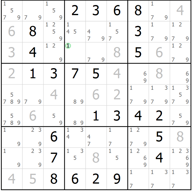 Position des candidats pour la solution de la Gr 41 page 44 du magazine de sudoku Virtuose n° 124