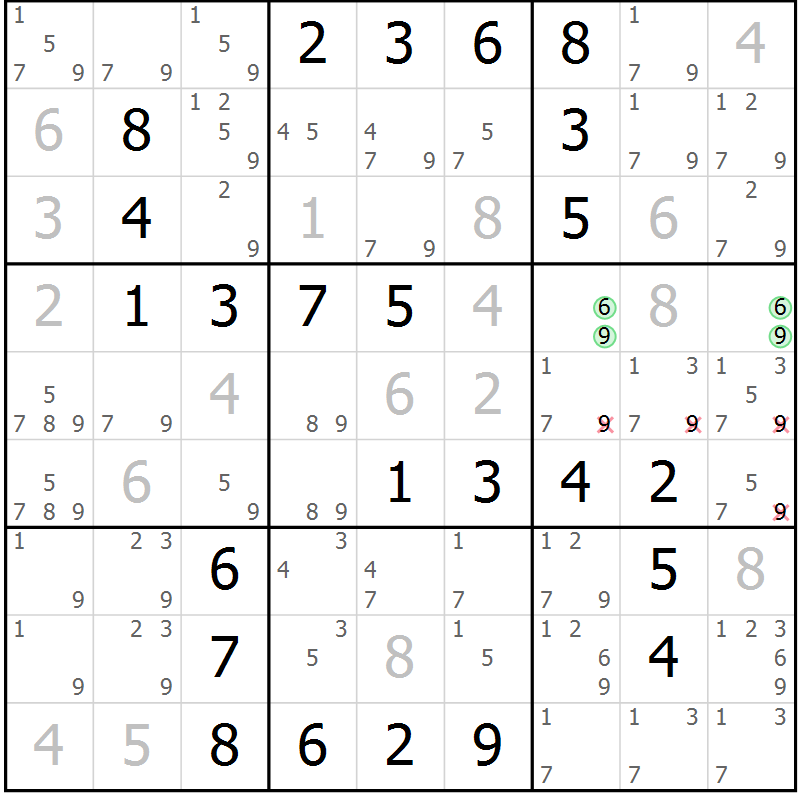 Position des candidats pour la solution de la Gr 41 page 44 du magazine de sudoku Virtuose n° 124