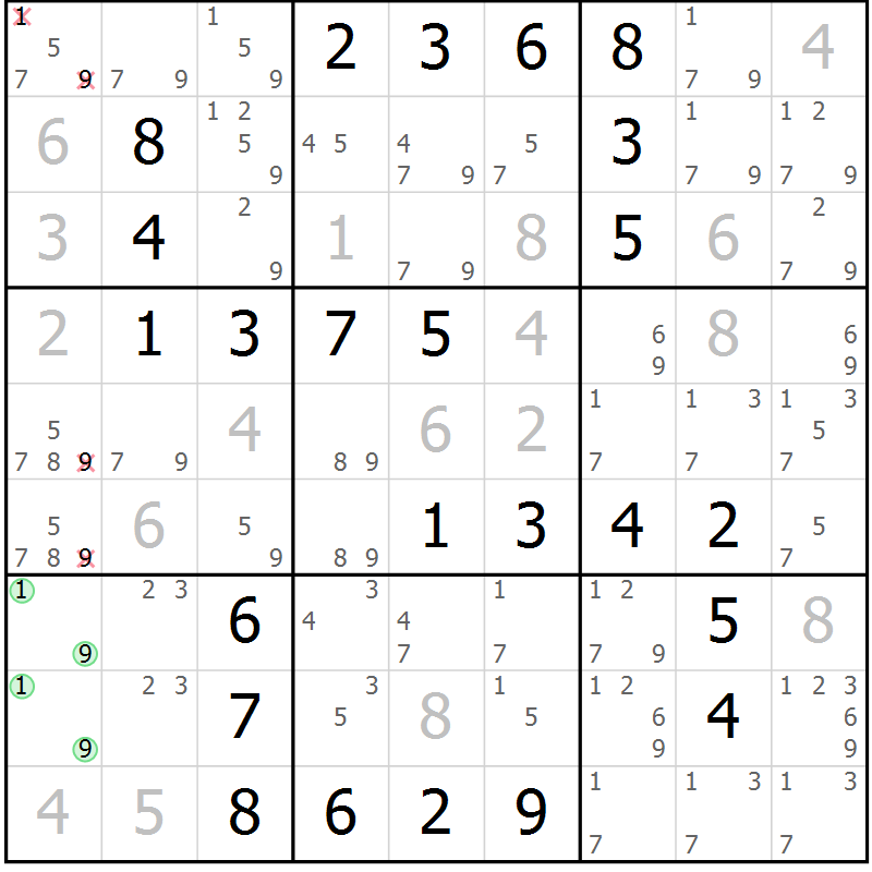 Position des candidats pour la solution de la Gr 41 page 44 du magazine de sudoku Virtuose n° 124