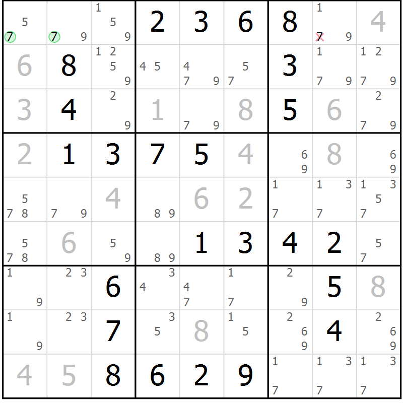 Position des candidats pour la solution de la Gr 41 page 44 du magazine de sudoku Virtuose n° 124