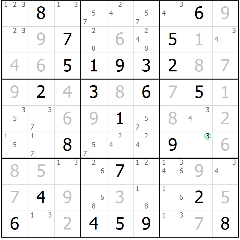 Position des candidats pour la solution de la Gr 42 page 45 du magazine de sudoku Virtuose n° 124