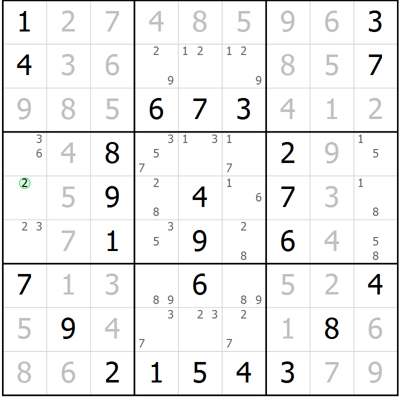 Position des candidats pour la solution de la Gr 44 page 47 du magazine de sudoku Virtuose n° 124