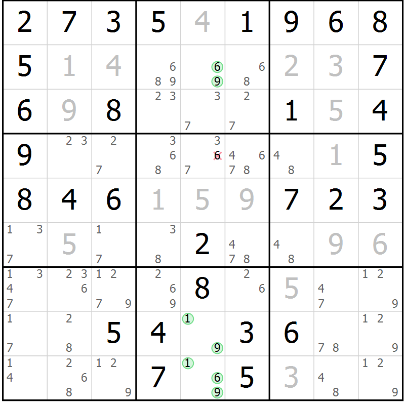 Position des candidats pour la solution de la Gr 48 page 51 du magazine de sudoku Virtuose n° 124