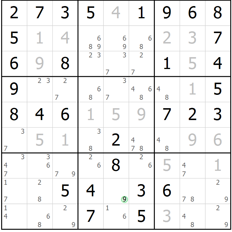 Position des candidats pour la solution de la Gr 48 page 51 du magazine de sudoku Virtuose n° 124