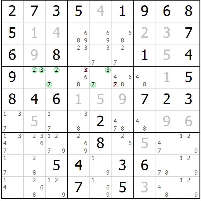 Position des candidats pour la solution de la Gr 48 page 51 du magazine de sudoku Virtuose n° 124