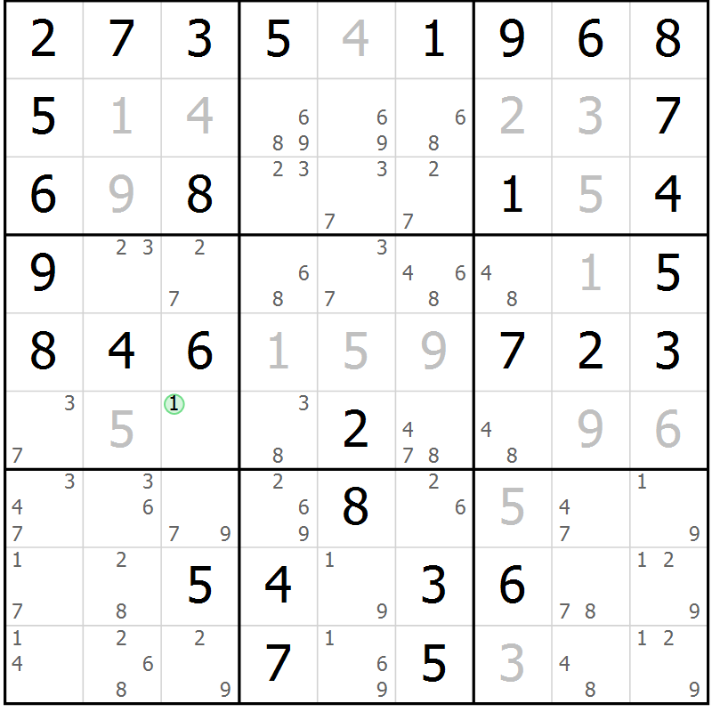 Position des candidats pour la solution de la Gr 48 page 51 du magazine de sudoku Virtuose n° 124