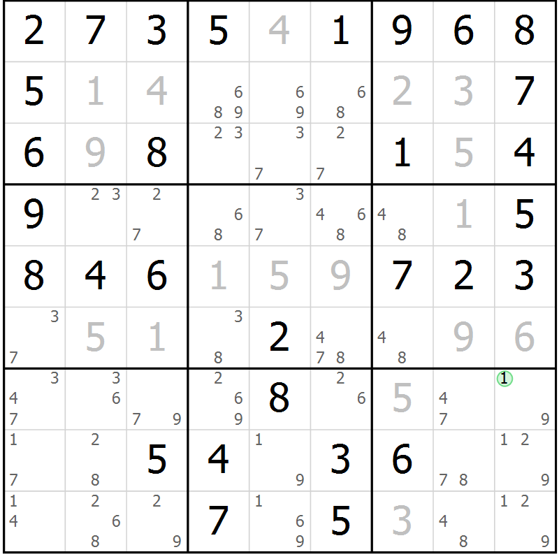 Position des candidats pour la solution de la Gr 48 page 51 du magazine de sudoku Virtuose n° 124
