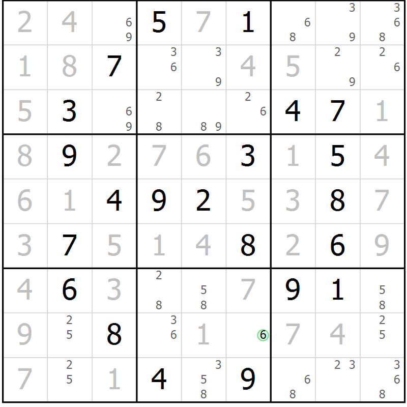 Position des candidats pour la solution de la Gr 49 page 52 du magazine de sudoku Virtuose n° 124