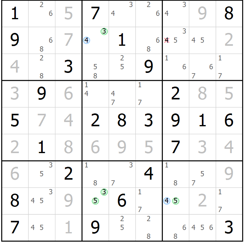 Position des candidats pour la solution de la Gr 50 page 53 du magazine de sudoku Virtuose n° 124